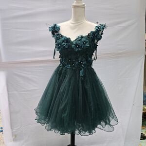 FIESTA FASHION Chic Teal Floral Embellished‎ Midi Dress